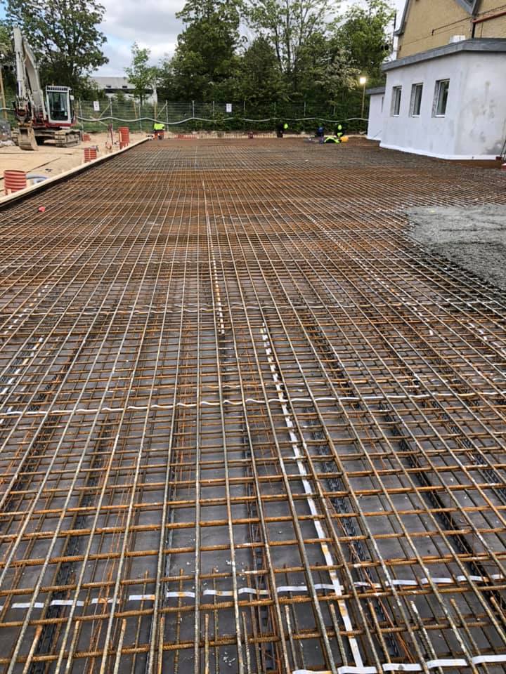 Armering af et lager bygning på 1600 kvm - klar til Støbning  